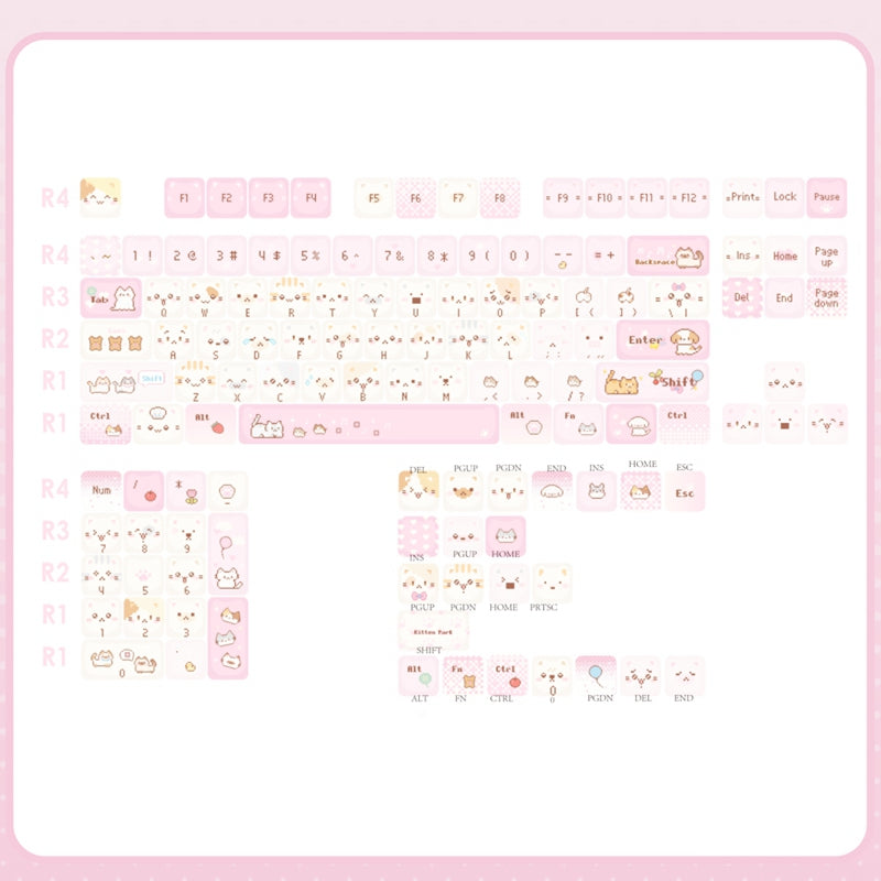 Soulcat Pixel Meow Cherry Profile PBT Side-printed Keycaps Set