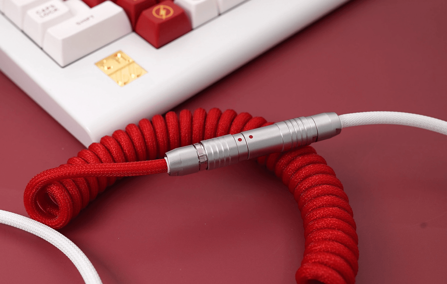GeekCable Red White Handmade Customized Mechanical Keyboard Cable - IPOPULARSHOP
