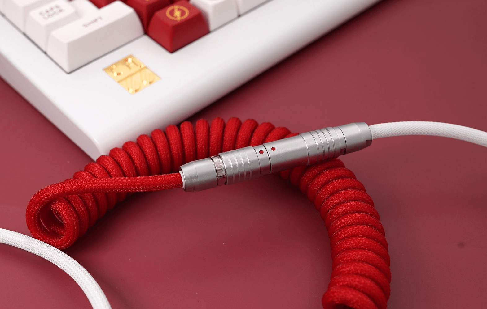 GeekCable Red White Handmade Customized Mechanical Keyboard Cable - IPOPULARSHOP