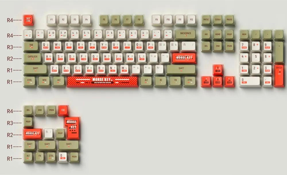 KeyTok Morse Code PBT OEM 121keys Keycaps - IPOPULARSHOP