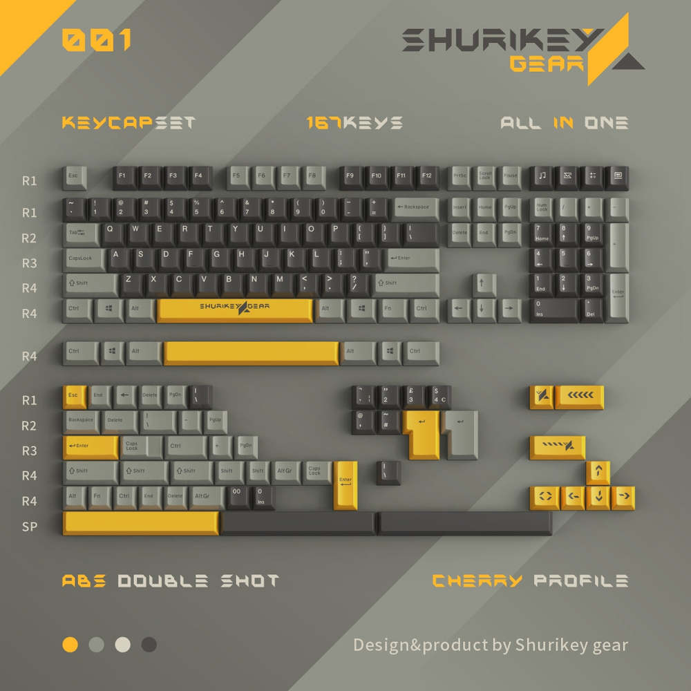 Shurikey Gear 167 Keys Cherry Double Shot ABS Keycaps - IPOPULARSHOP