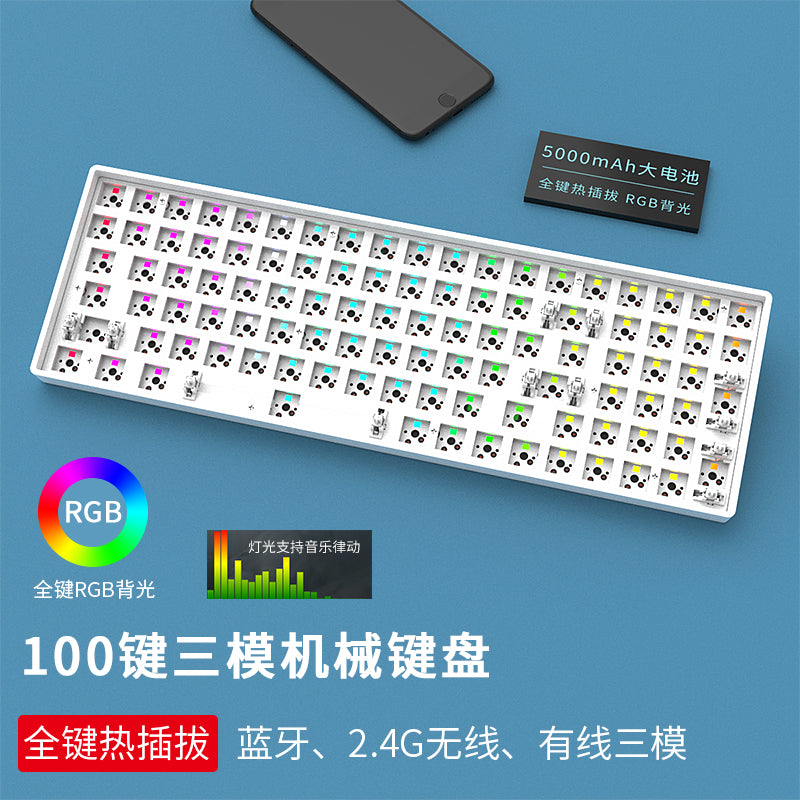 Hei Ji She DK68 Mechanical Keyboard Customized Kit Triple Mode bluetooth5.0 2.4G Wireless Type-C Wired 68 Keys Programming Hot-Swappable 3/5-Pin Switch RGB Backlit PCB Mounting Plate Case Keyboard Kit - IPOPULARSHOP