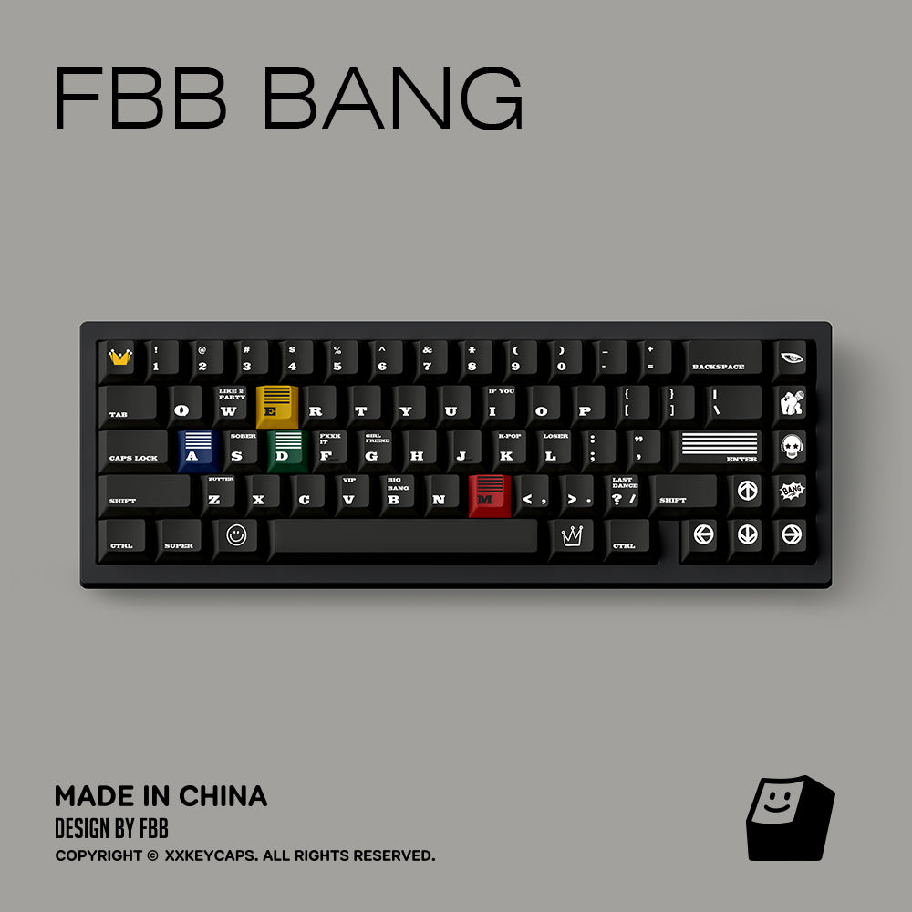 FBB BANG Cherry Profile PBT 1.7MM Black Keycaps Set