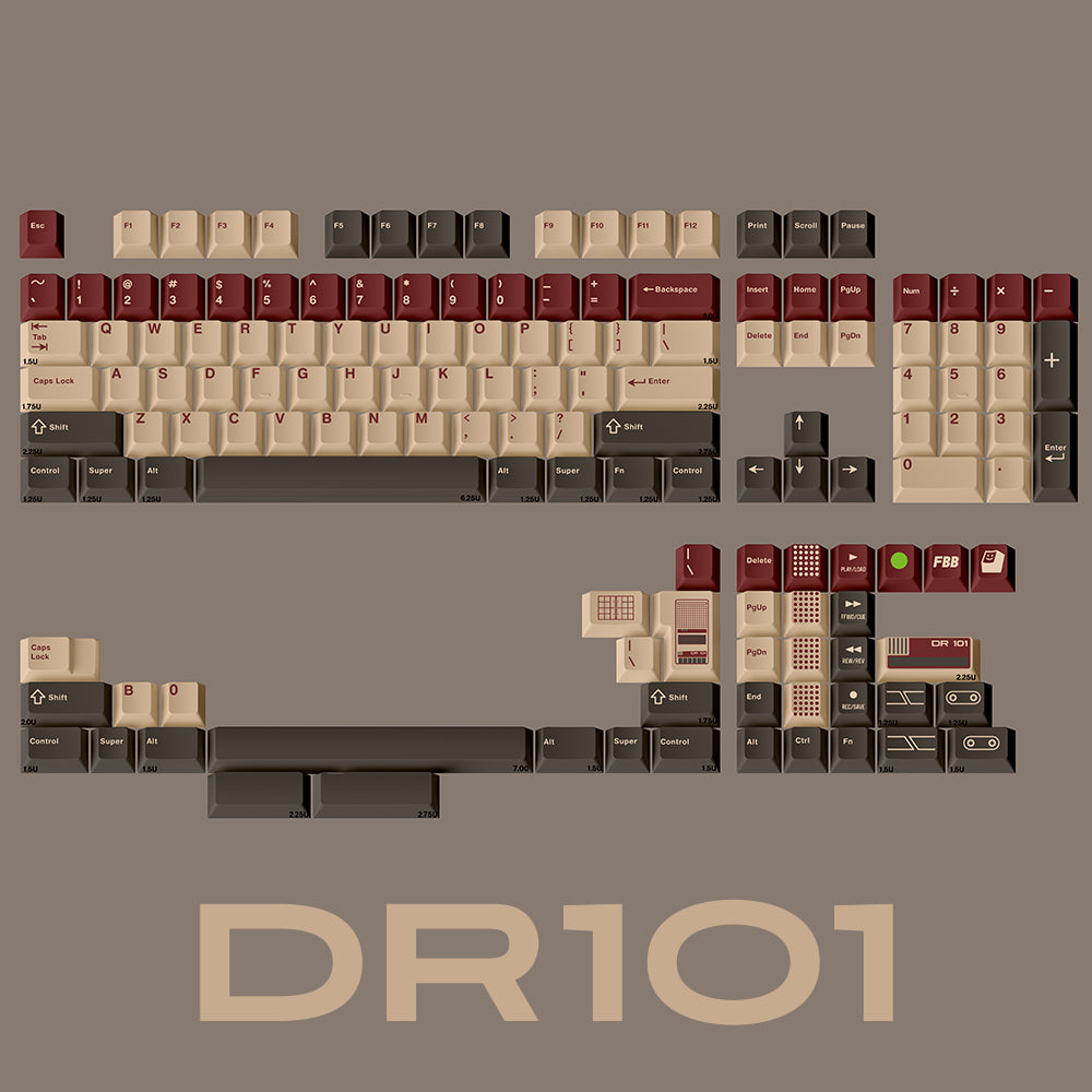 FBB DR101 Retro PBT Cherry Profile Keycaps Set