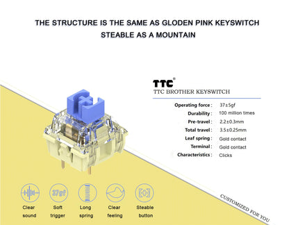 TTC Tactile Clicky Brother Switches (Factory Pre-lubed) - IPOPULARSHOP