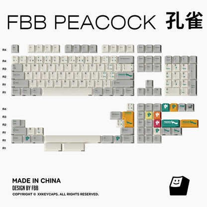 FBB Peacock Cherry Profile PBT Retro Keycaps Set