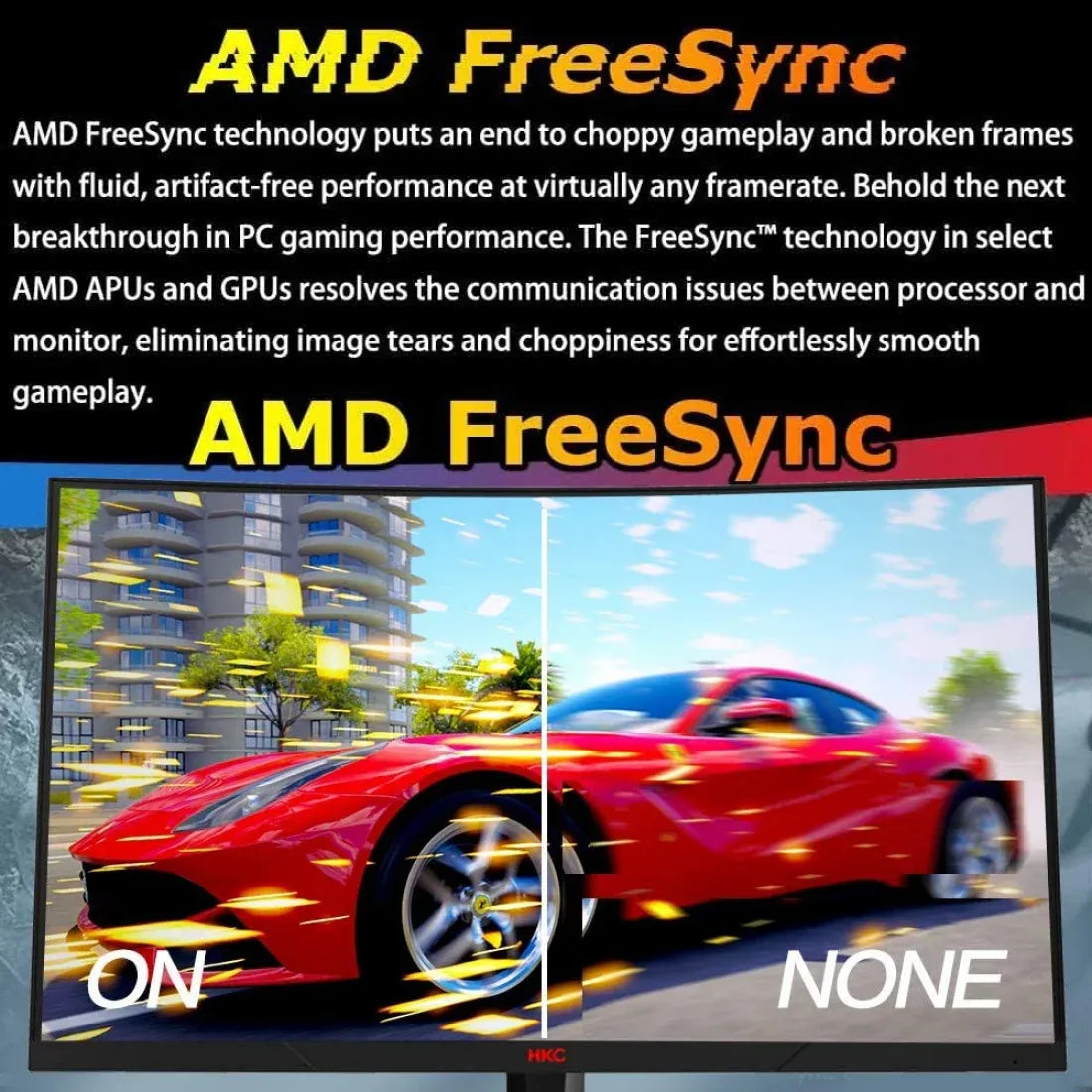 HKC SG27QC 27'' 2K 144Hz Curved 1440P Super Narrow Gaming Monitor AMD Sync with VESA Mount