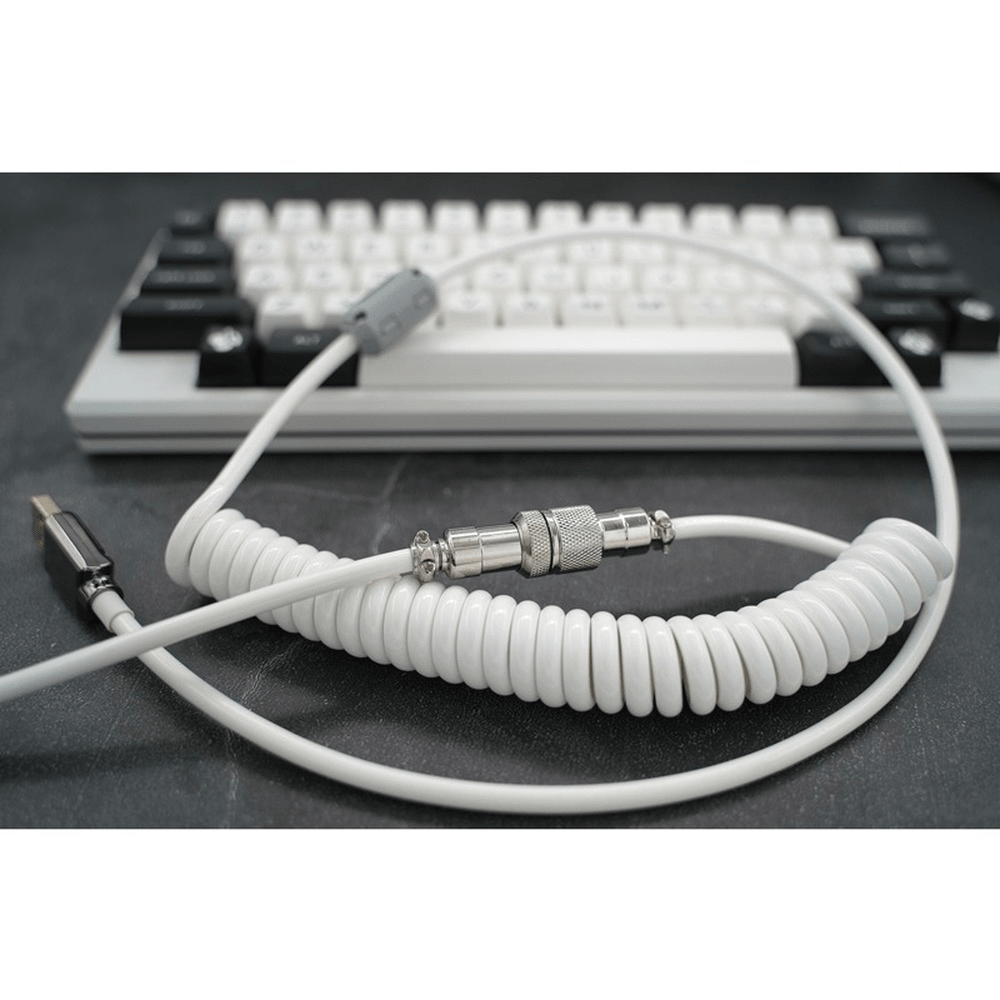 GeekCable White USB Spiral Handmade Customized Mechanical Keyboard Cable - IPOPULARSHOP