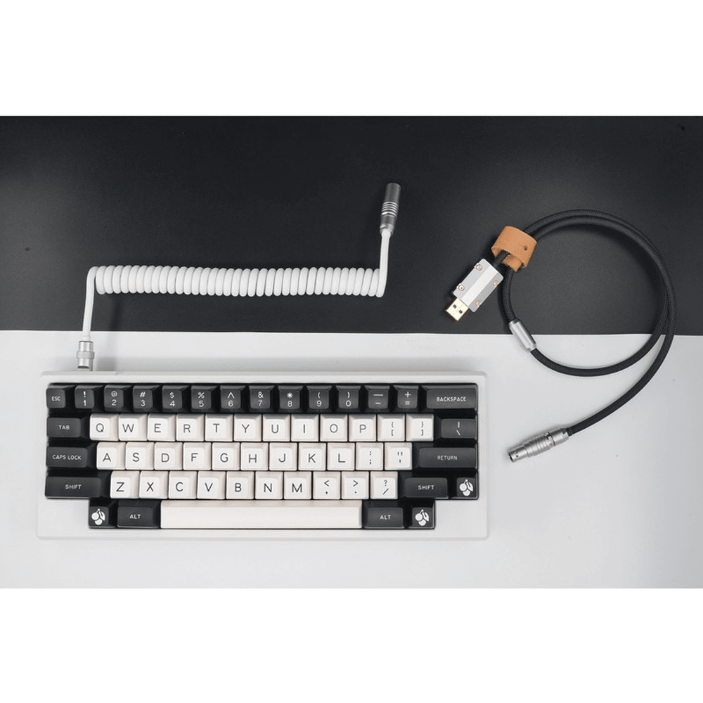 GeekCable White and Black Panda Aviation Plug Braided Spiral Keyboard Cable - IPOPULARSHOP