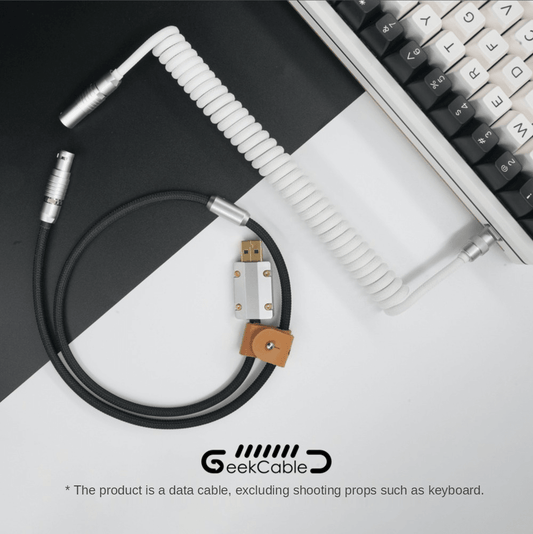 GeekCable White and Black Panda Aviation Plug Braided Spiral Keyboard Cable - IPOPULARSHOP