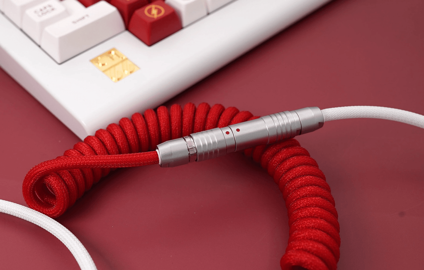 GeekCable Red White Handmade Customized Mechanical Keyboard Cable - IPOPULARSHOP