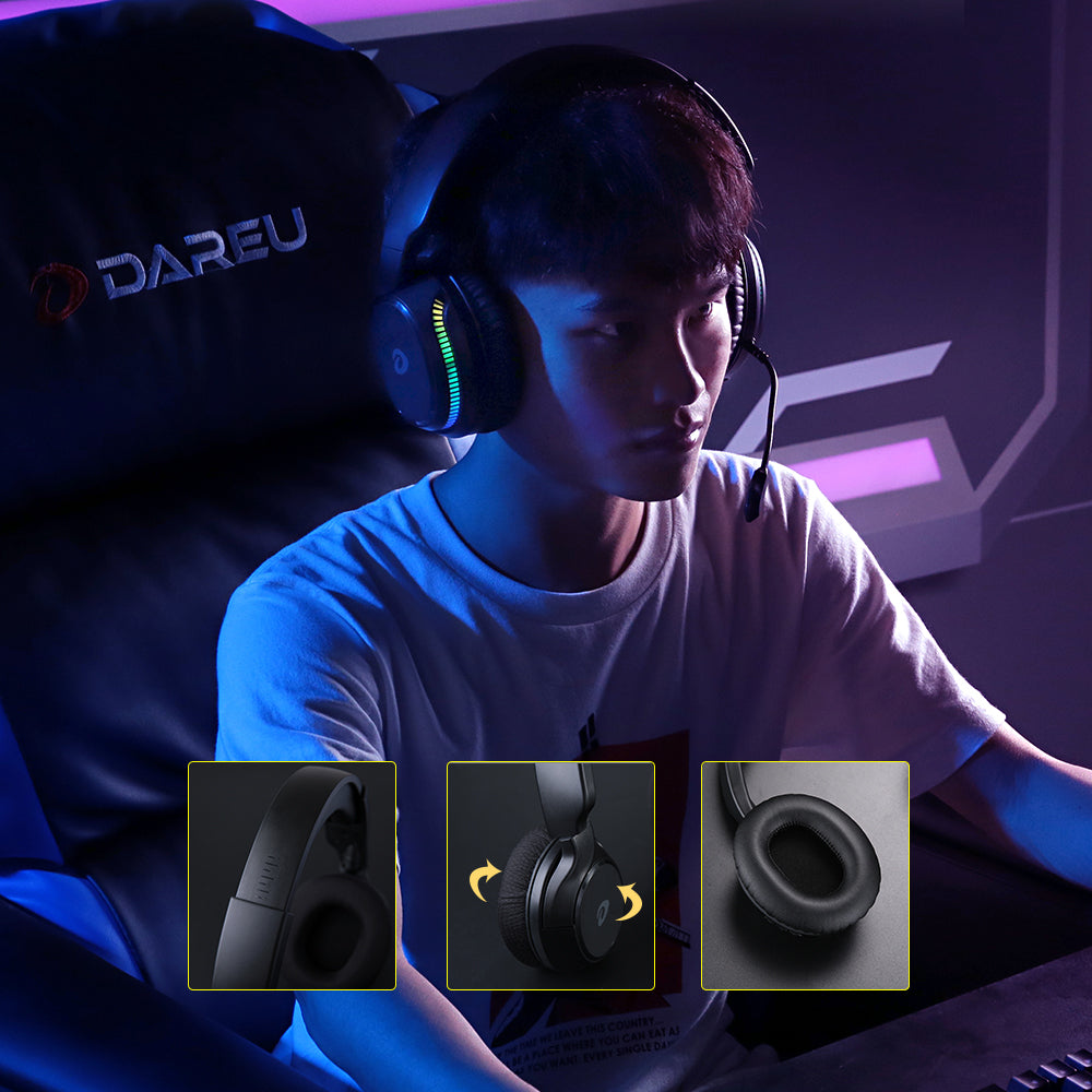 Dareu A710 5.8G wireless gaming headset computer headset multi-device compatible removable microphone - IPOPULARSHOP