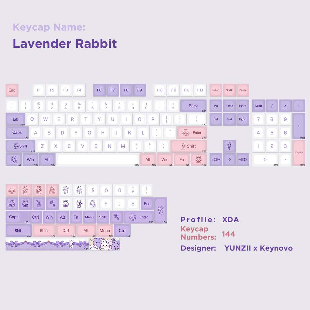 YUNZII Lavender Rabbits XDA Keycap - IPOPULARSHOP