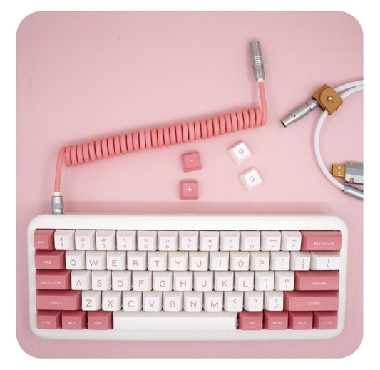 GeekCable Pink White Hand-made Customized Keyboard Data Spiral Cable - IPOPULARSHOP