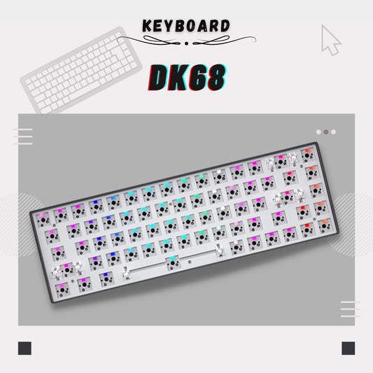 Hei Ji She DK68 Mechanical Keyboard Customized Kit Triple Mode bluetooth5.0 2.4G Wireless Type-C Wired 68 Keys Programming Hot-Swappable 3/5-Pin Switch RGB Backlit PCB Mounting Plate Case Keyboard Kit - IPOPULARSHOP