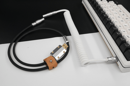 GeekCable White and Black Panda Aviation Plug Braided Spiral Keyboard Cable - IPOPULARSHOP