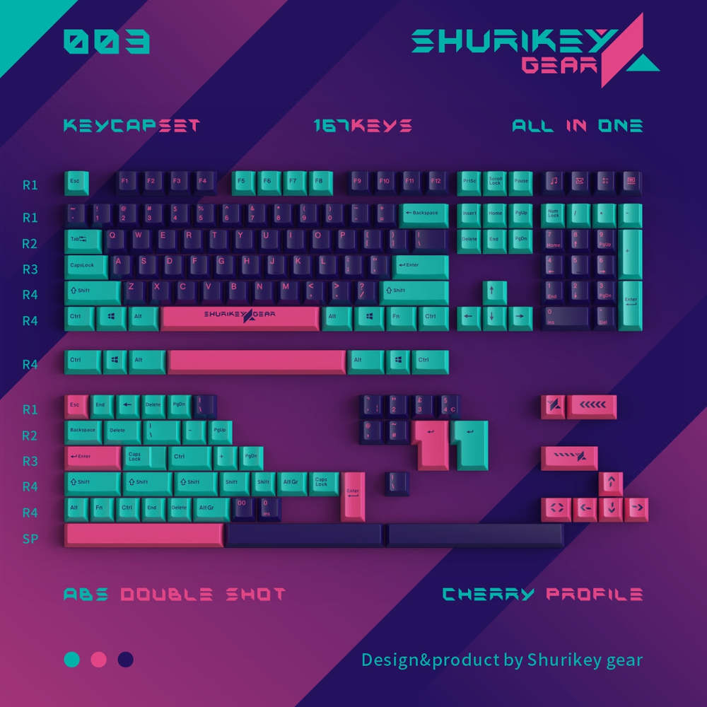 Shurikey Gear 167 Keys Cherry Double Shot ABS Keycaps - IPOPULARSHOP