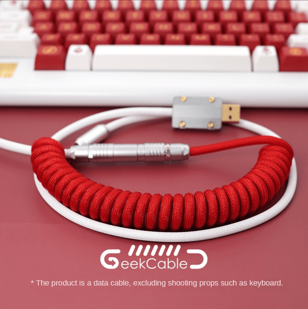 GeekCable Red White Handmade Customized Mechanical Keyboard Cable - IPOPULARSHOP