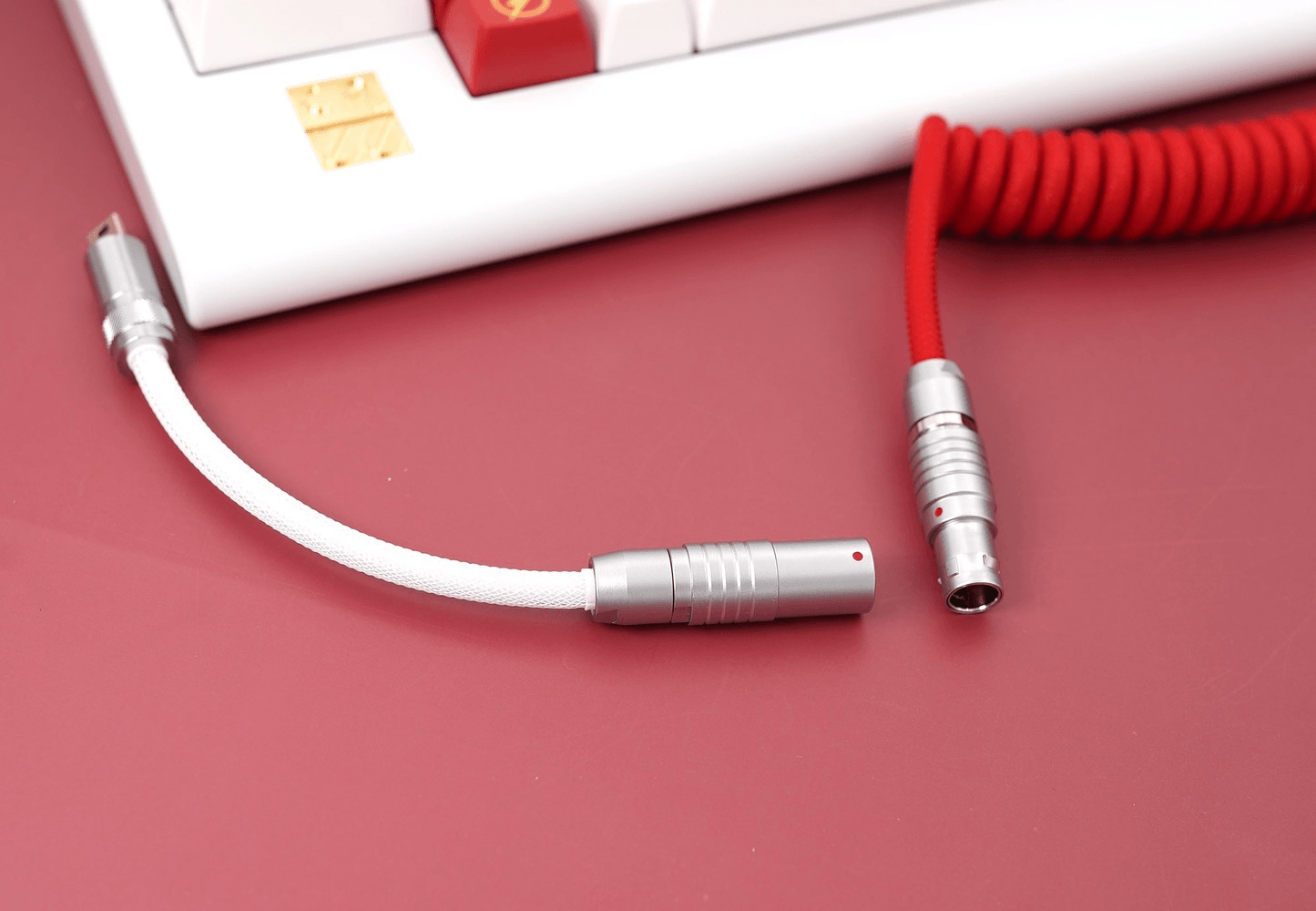 GeekCable Red White Handmade Customized Mechanical Keyboard Cable - IPOPULARSHOP